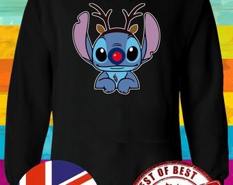 Disney Stitch With Reindeer Christmas Funny Hoodie Sweatshirt - Etsy