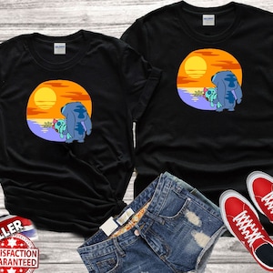 Disney Stitch Lilo Ohana Stitch watching Sunset cute Tshirt Top Men Women Ladies Gildan S-M-L-XL-XXL-3XL-4XL-5XL Unisex V132