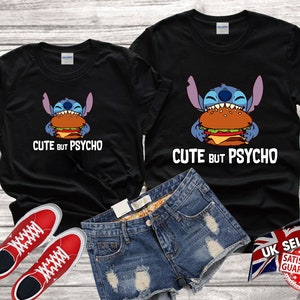 Disney Stitch Lilo & stitch Cute but psyco Tshirt Top Men Women Ladies Gildan S-M-L-XL-XXL-3XL-4XL-5XL Unisex V596