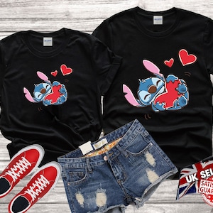 Disney Stitch Love Heart cute Funny Tshirt Top Men Women Ladies Gildan S-M-L-XL-XXL-3XL-4XL-5XL Unisex V580