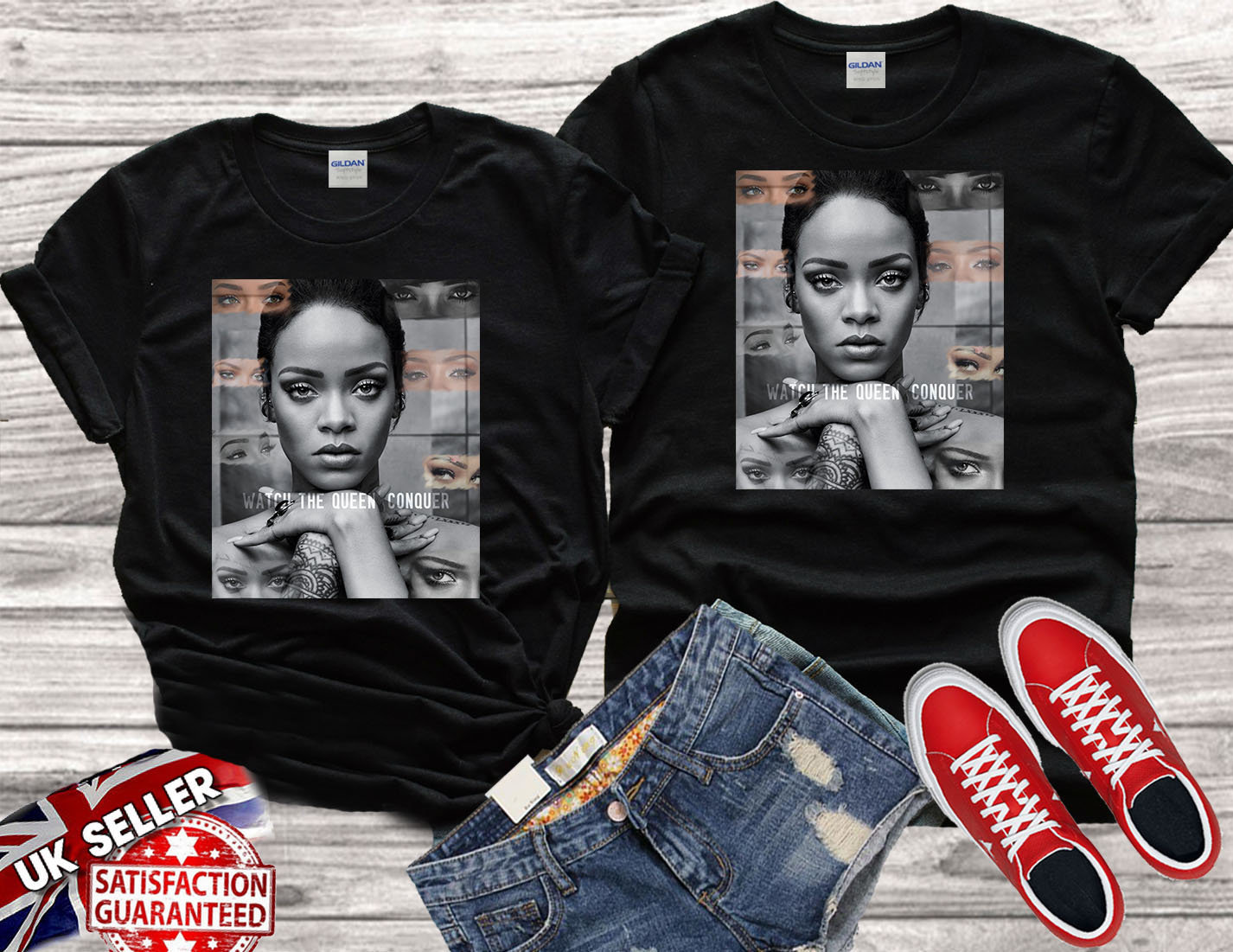 Rihanna RiRi "watch the queen conquer" Best Gift Tshirt Top Men Women Ladies Gildan S-M-L-XL-XXL-3XL-4XL-5XL Unisex V94
