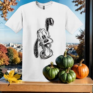 Disney Pluto Sketch Portrait T-Shirt Tshirt T Shirt Hoodie Unisex Men Women Kids (S-5XL) | Gildan Top for Boys & Girls SX291