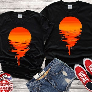 Sunset Summer Trendy Cool 90&#39; cute family Tshirt Top Men Women Ladies Gildan S-M-L-XL-XXL-3XL-4XL-5XL Unisex V167