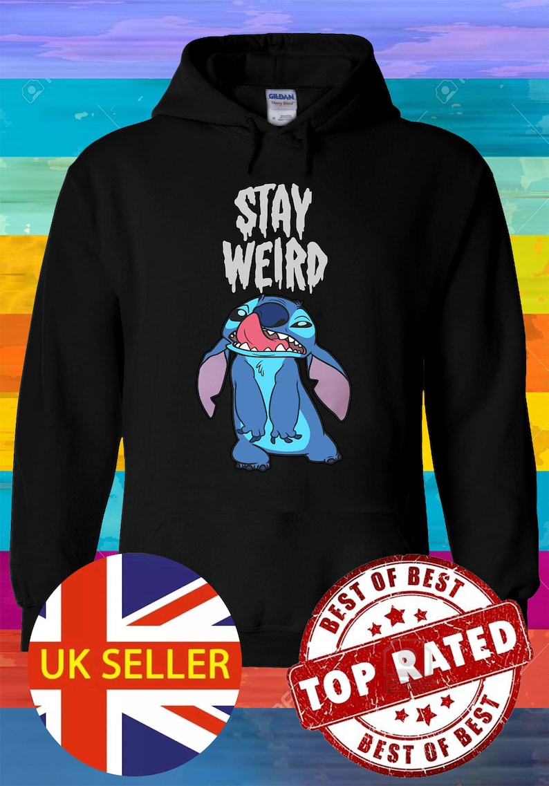 Disney Lilo and Stitch Ohana Stay Weird Lick Hoodie Sweatshirt Pullover Winter Men Women Ladies Gildan S-M-L-XL-XXL-3XL-4XL-5XL Unisex V229 image 1