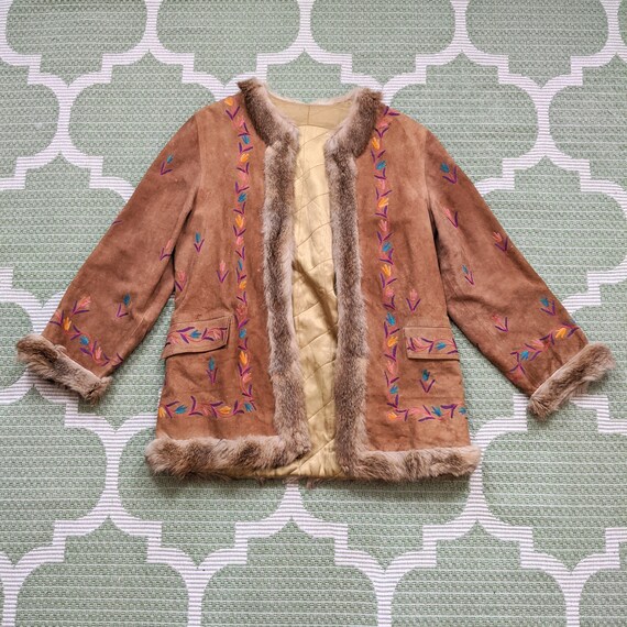 Vintage Embroidered Suede Coat 1960s