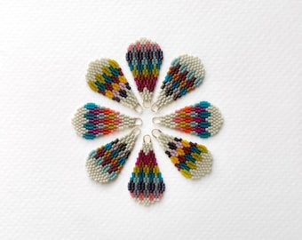 Winter Sweater Mini Drop Earrings - Handwoven seed bead dangle earrings