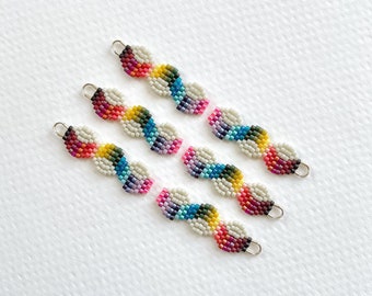 Summer Rainbow Mini Ziggy Drop Earrings - Handwoven seed bead dangle earrings