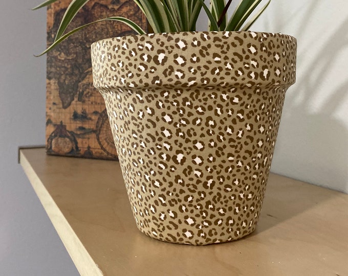 Animal Print Decoupage Fabric Terracota Plant Pot