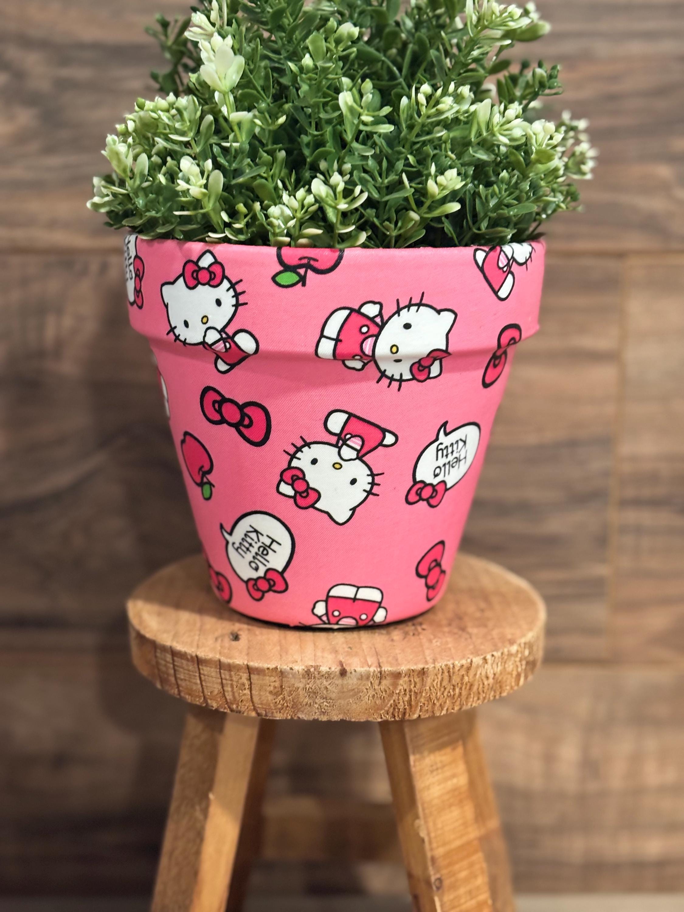 Hello Kitty Decoupage Fabric Terracota Plant Pot - Etsy