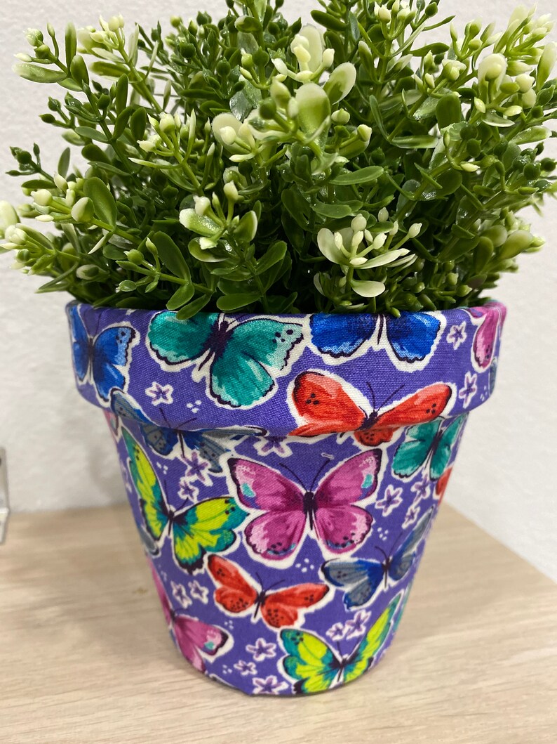 Butterflies Decoupage Fabric Terracota Plant Pot Etsy
