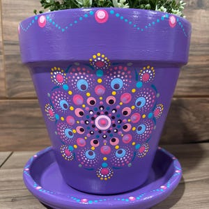 Purple Mandala Hand Painted Terracotta Plant Pot