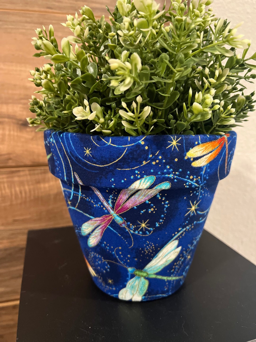 Dragonflies Fabric Decoupage Terracotta Plant Pot Etsy