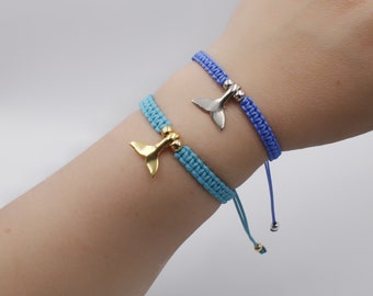 Whale Macrame bracelet, Whale Tail Bracelet, Mermaid Tail Bracelet, Whale Tail Bracelet, Mermaid Tail Bracelet, Macrame Lucky Bracelet,