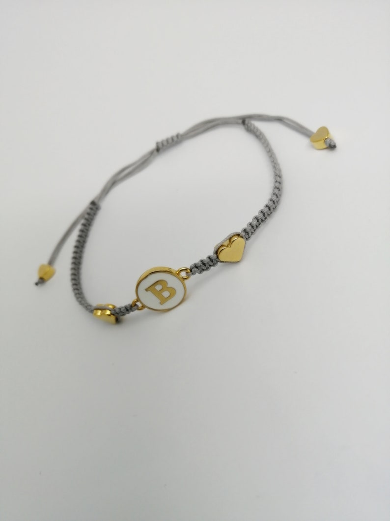 Enamel Letter Banglet Handmade Jewelry 24k Shiny Gold Plated Enamel Letter Bracelet Macrame Bracelet Macrame Bangles Hand woven Bangles
