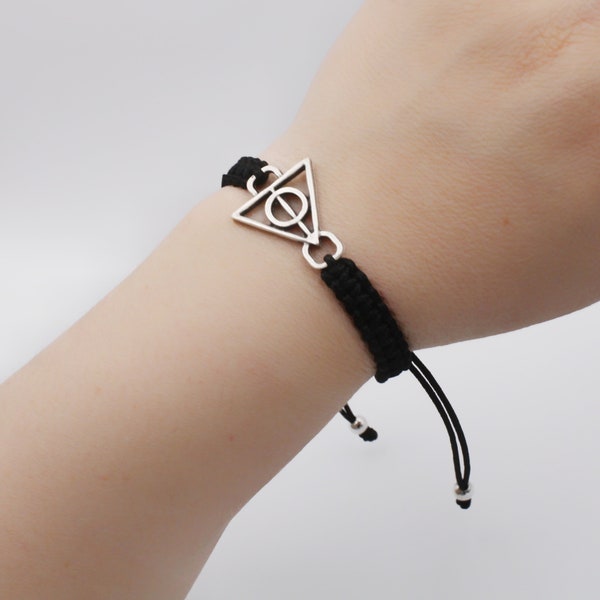 Bracelets inspirés de HARRY POTTER, Symbole des Reliques de la Mort, Gryffondor, Serpentard, Poufsouffle, Serdaigle, Sorcière, Sorcier, Poudlard, Triangle