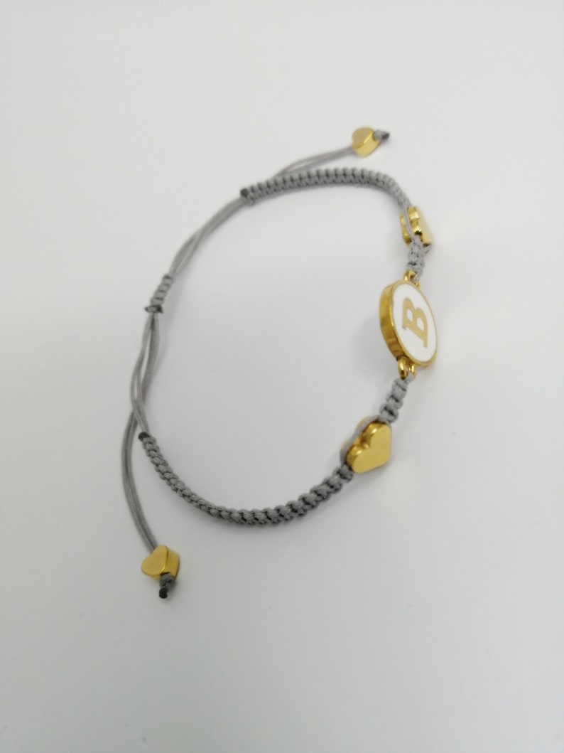 Enamel Letter Banglet Handmade Jewelry 24k Shiny Gold Plated Enamel Letter Bracelet Macrame Bracelet Macrame Bangles Hand woven Bangles