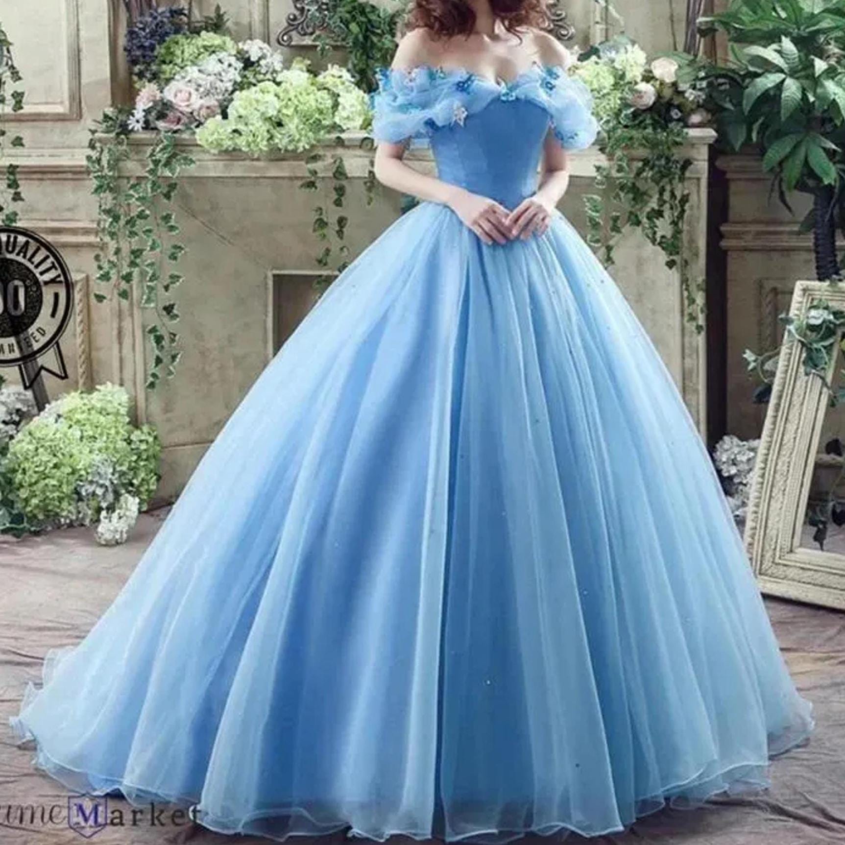 Baby blue princess prom dress online