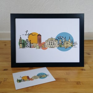 Skylin'art Lyon City, Affiche de Lyon A3, Poster, Affiche, Art, Print, Deco, Ville