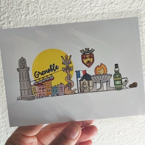 Carte Postale A6 haute qualité skylin'art Grenoble, french city, décoration originale