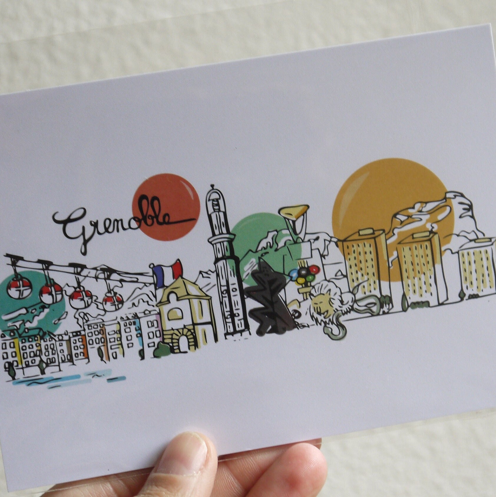 Skylin'art Grenoble City, Carte Postale A6, Poster, Affiche, Art, Print, Deco, Ville