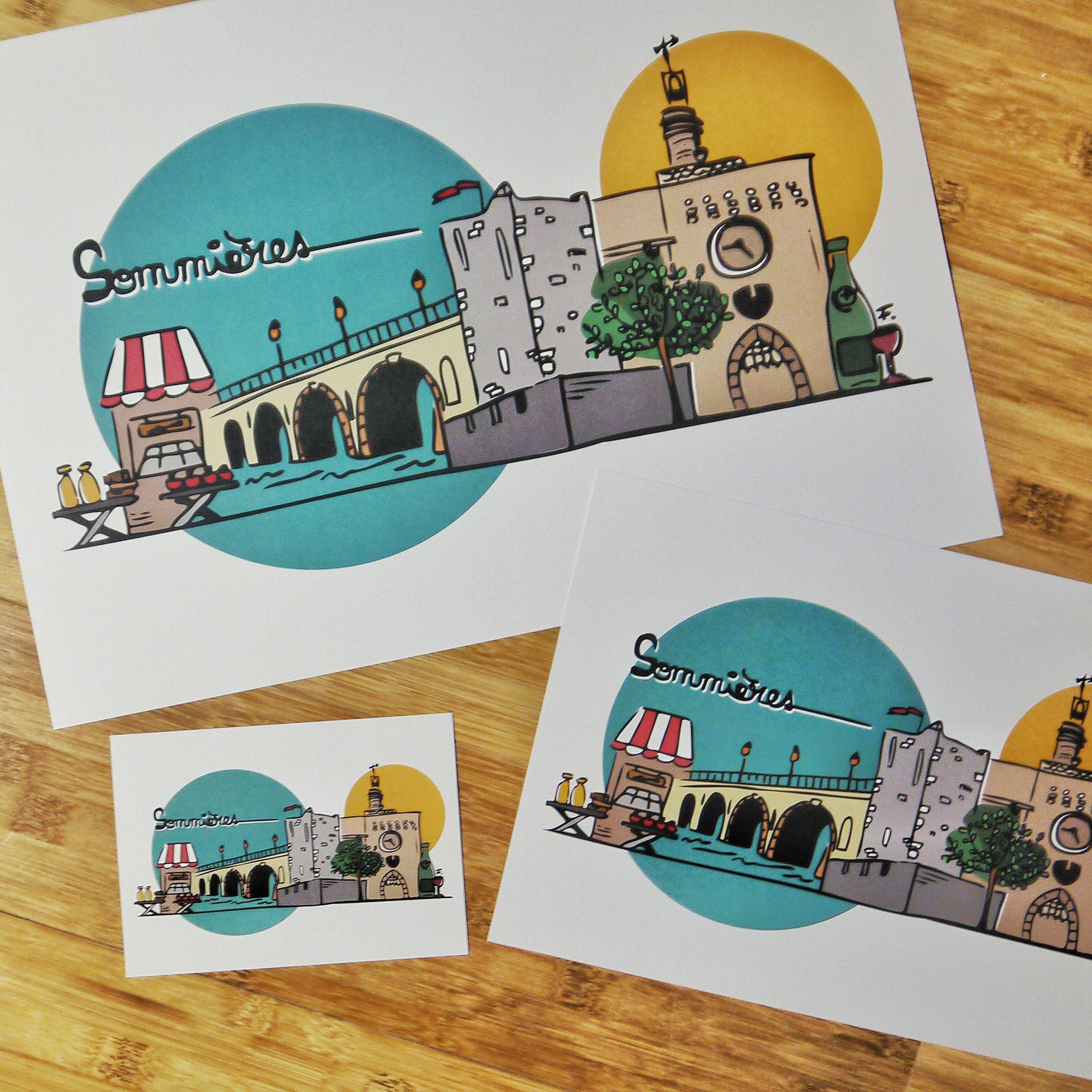 Impression A4 Haute Qualité Skylin'art Sommières, French City, Décoration Originale