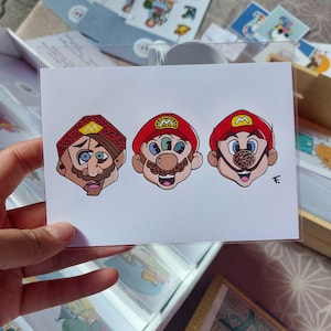 Carte postale Mario version artistes Picasso Keith Haring et Dali