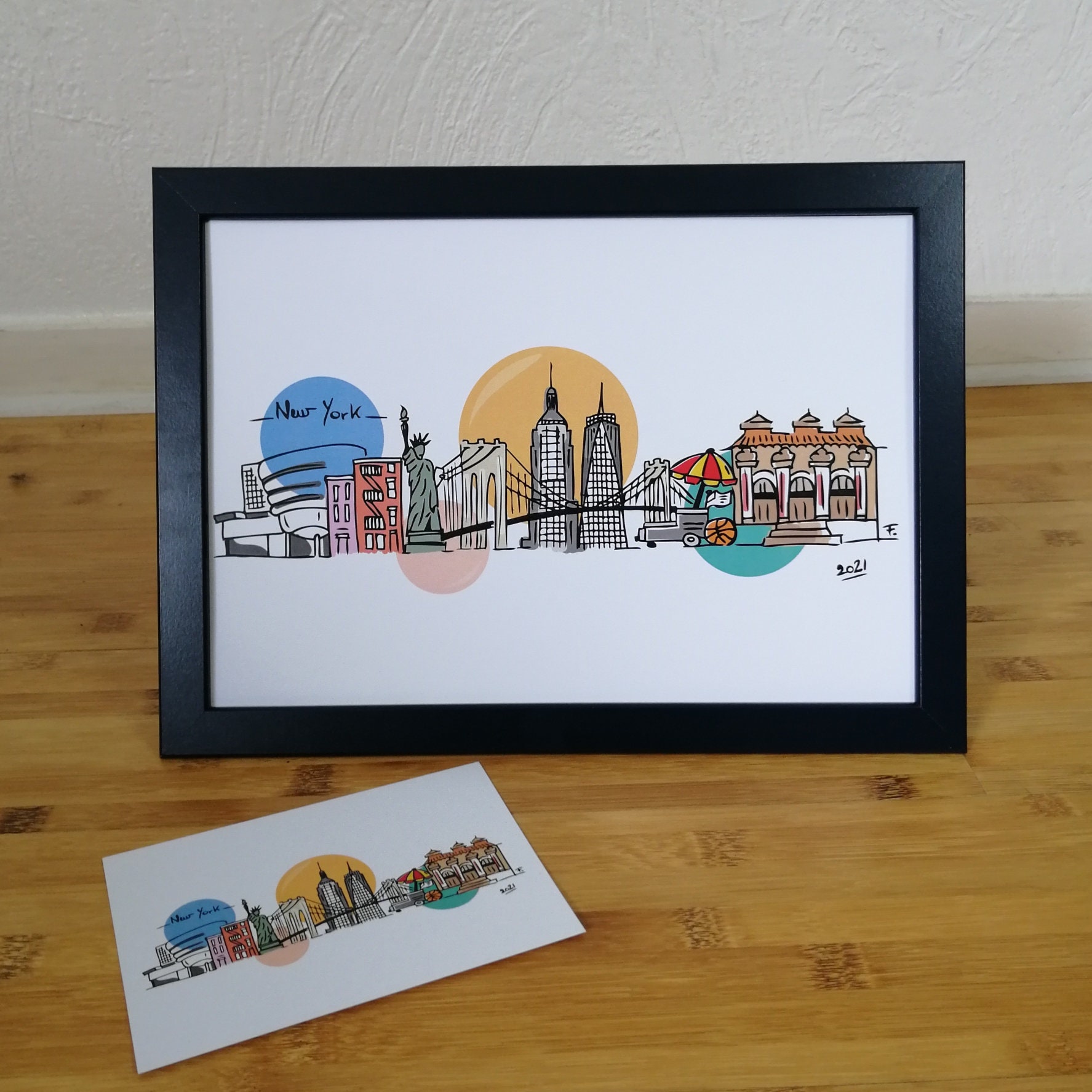 Skylin'art New York City, Affiche de A4, Poster, Affiche, Art, Print, Deco, Ville