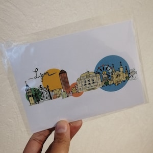 Skylin'art Lyon City, Carte Postale A6, Poster, Affiche, Art, Print, Deco, Ville