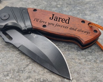 5th Anniversary Gift for him, Wood Anniversary Gift for Him, 1st Anniversary Gift for Him, Wooden anniversary Gifts for Man, Engraved Knife