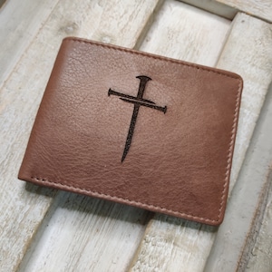 Regalo de confirmación para niños, regalo de bautismo, regalo de las Sagradas Escrituras personalizado, billetera de cuero grabada, regalos de confirmación para niños,