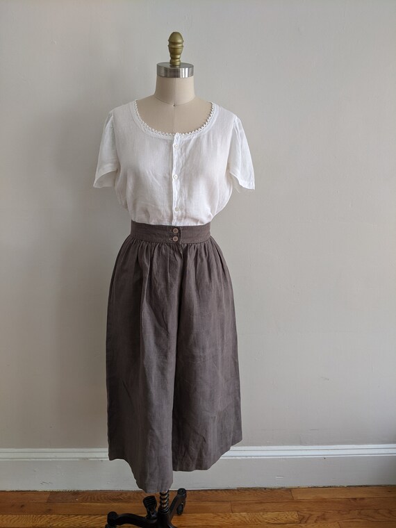 Vintage Graphite Linen Skirt
