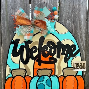 Welcome Pumpkin Door Hanger / Welcome Pumpkin Door Decor / Fall Door Hanger / Fall Door Decor / Welcome Door Hanger / Welcome Door Decor