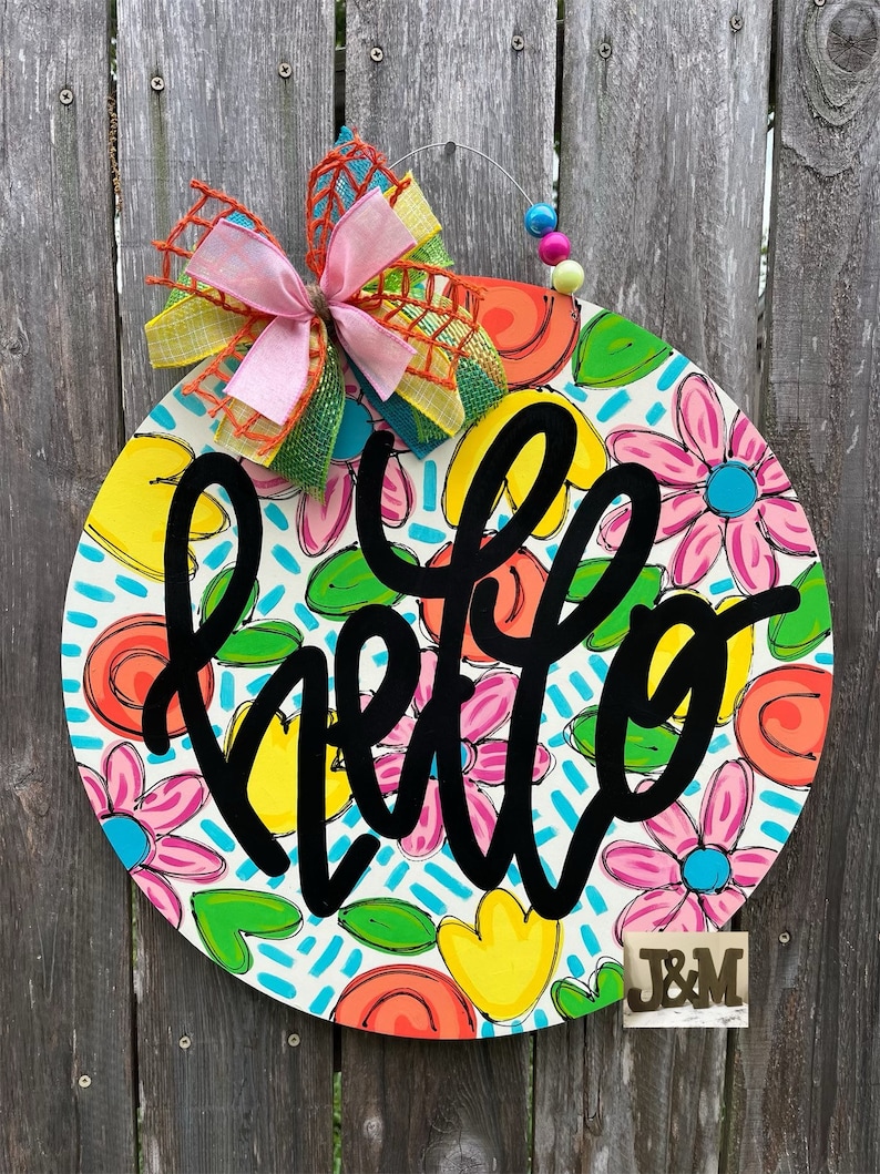 Hello Round Door Hanger - Etsy