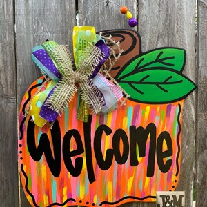 Pumpkin Door Hanger / Pumpkin Door Decor / Welcome Door Hanger / Welcome Door Decor / Welcome Pumpkin Door Hanger