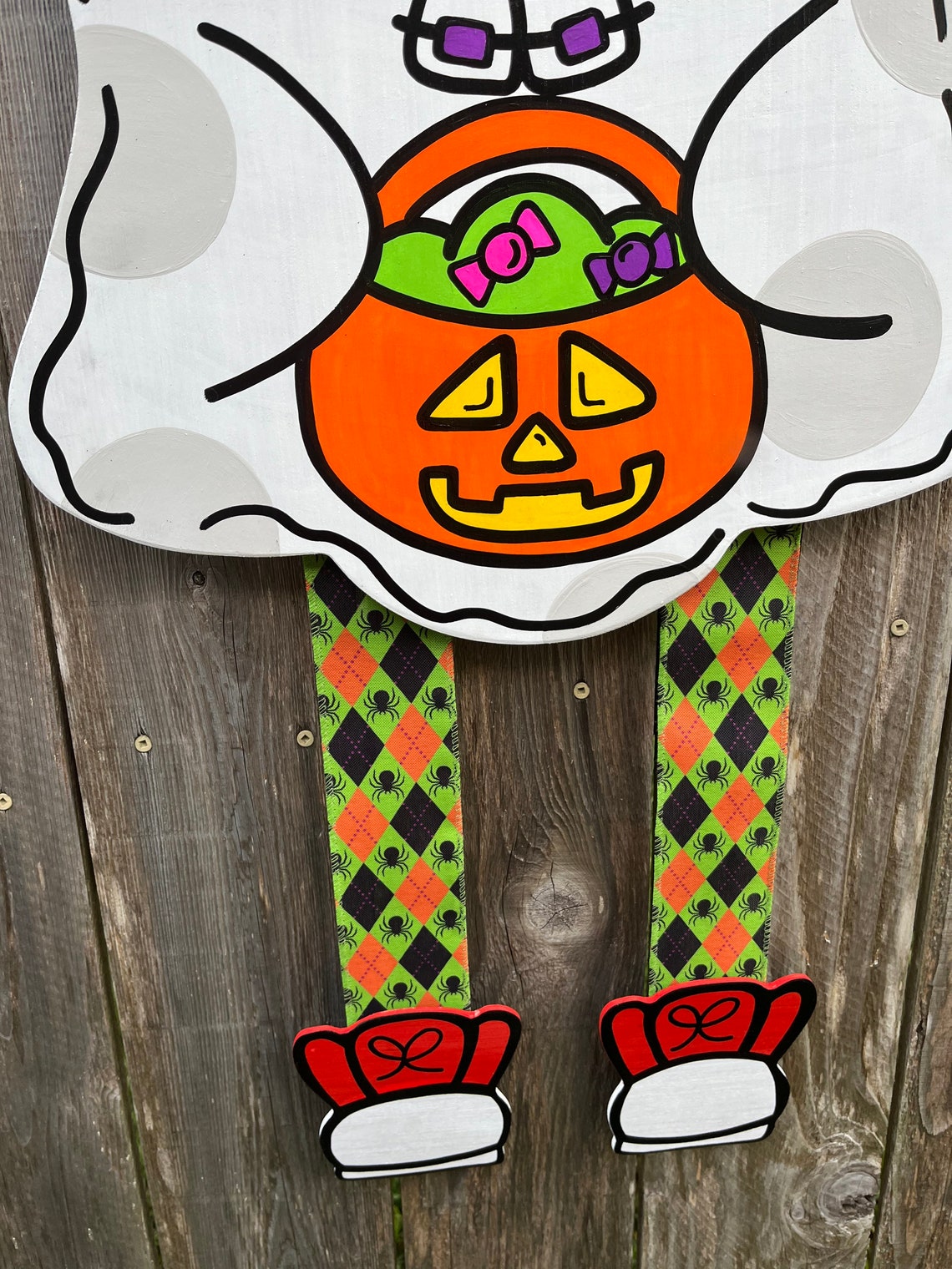 Ghost With Ribbon Legs Door Hanger / Ghost With Ribbon Legs Etsy