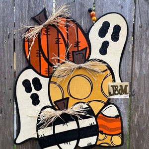Ghost Pumpkin Door Hanger / Pumpkin Door Decor / Pumpkin Door Hanger / Fall Door Hanger / Fall Door Decor / Halloween