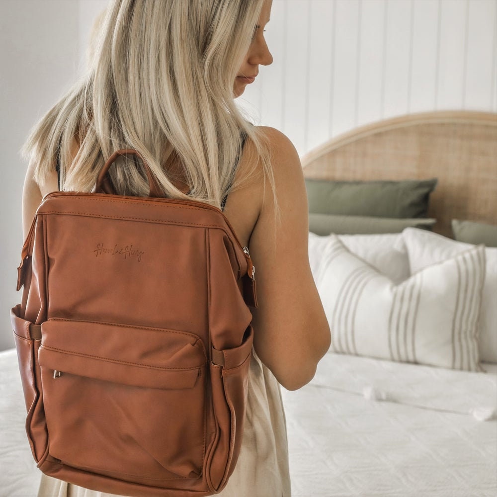 tan nappy backpack