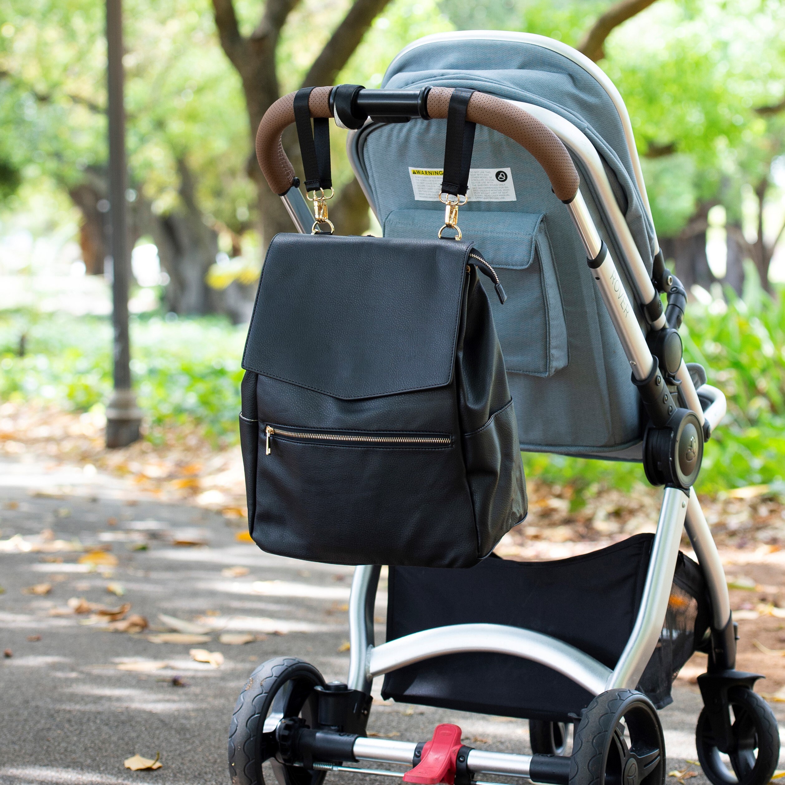 black leather nappy backpack