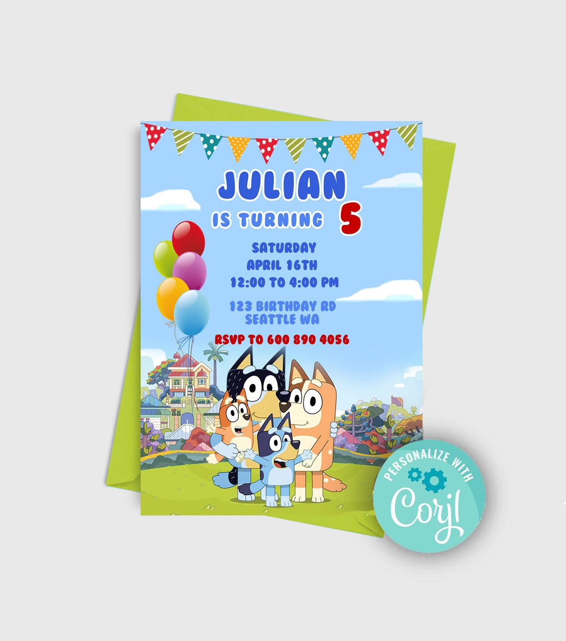 EDITABLE, BLUEY Birthday Party Invitation, Digital Invitation, Bluey …