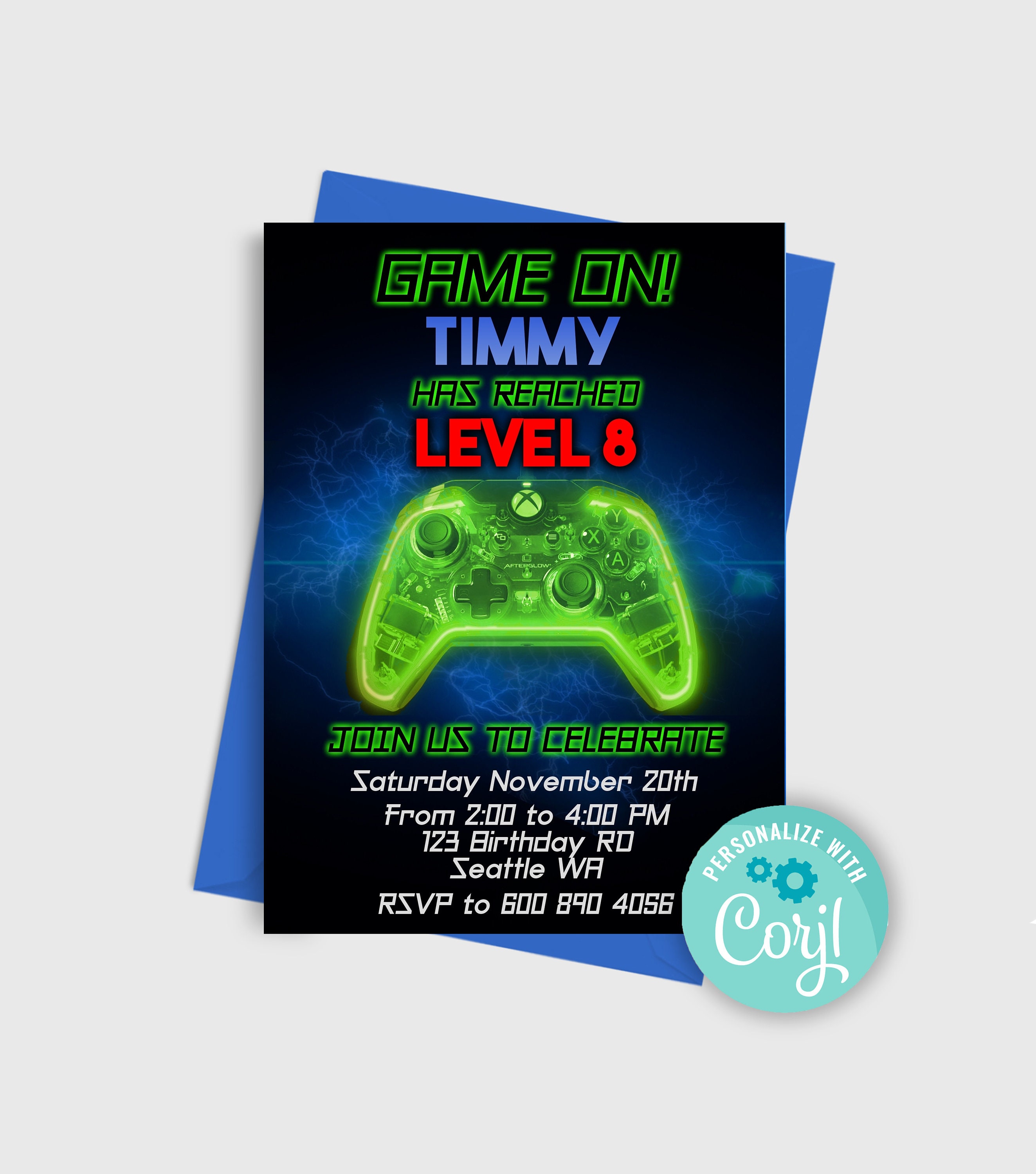 EDITABLE Video Game Invitation Gaming Party Invitation Etsy