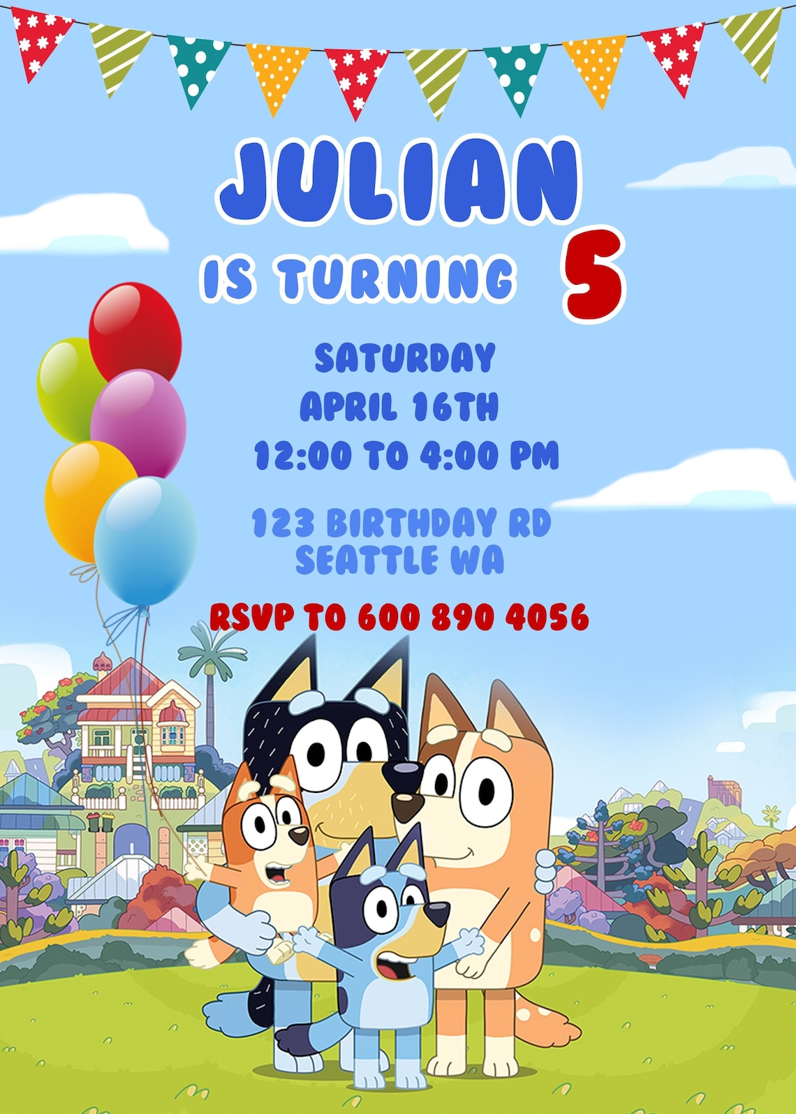 Printable Bluey Birthday Invitations - Printable Templates