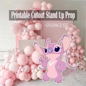 Angel Lilo and Stitch Birthday Standee Prop: Pink Party Decor (Digital Download)