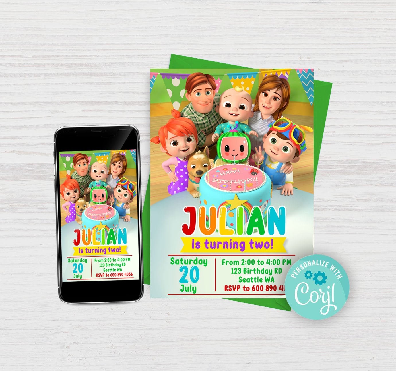 EDITABLE, Cocomelon Birthday invitation, Cocomelon invites, Digital E…
