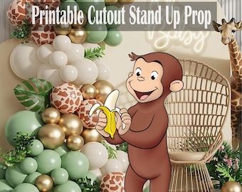 Curious George Large Prop, Baby shower Decor, Monkey Party Decoration, Birthday Party standee, Instant Digital Download