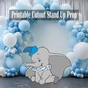 Dumbo Printable Cutout Prop, Stand Up na imprezę urodzinową/baby shower, Stand Up Yard Sign Standee, Digital Download