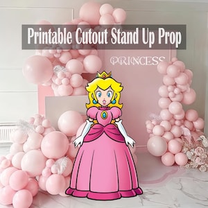 Princess Peach Party Large Prop, Mario Princess Peach Printable Cutout Decor Standee, Kart Baby Shower Birthday Party, Instant Download