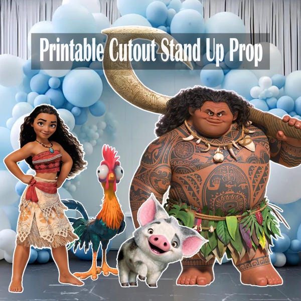 Moana Party Cutout Prop Bundle: Maui, Pua, Rooster (Digital Download)