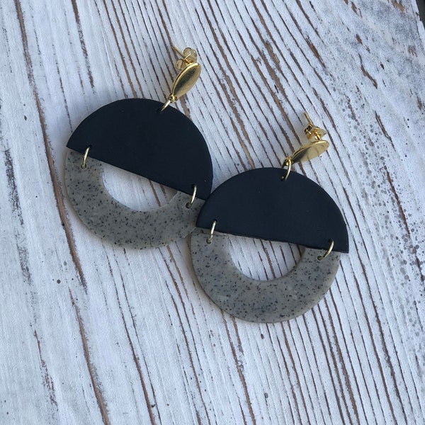 Classic Black Earring/Gift for Her/ Polymer Clay Earring