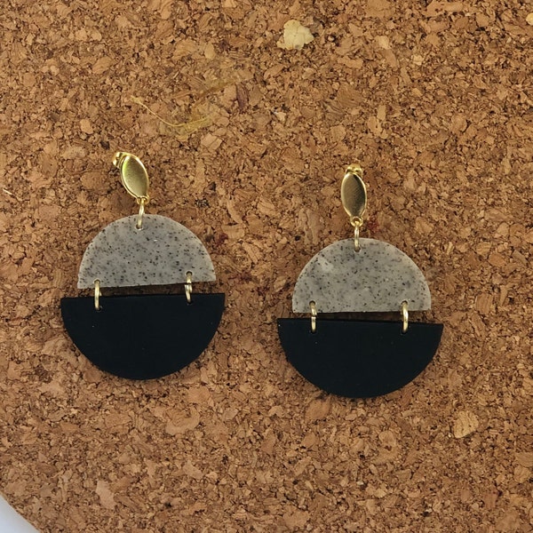 Classic Black Earring/Gift for Her/ Polymer Clay Earring