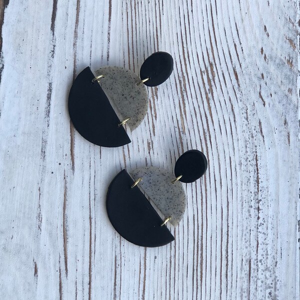 Classic Black Earring/Gift for Her/ Polymer Clay Earring